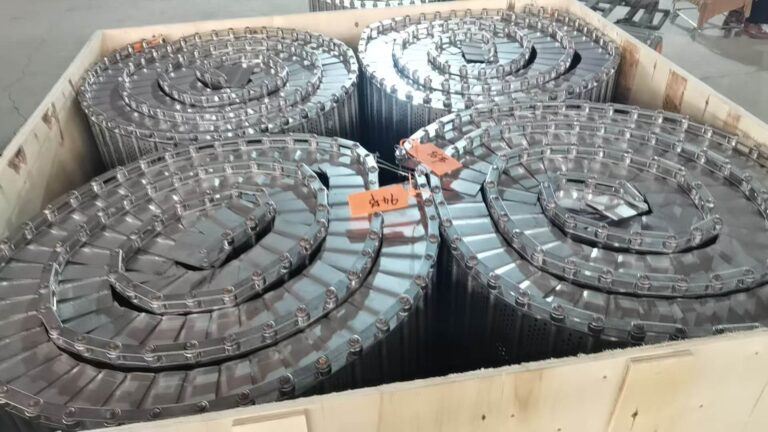 60-Meter Perforated Plate Chain Conveyor Belt Packed and Ready for Shipment to Indonesia